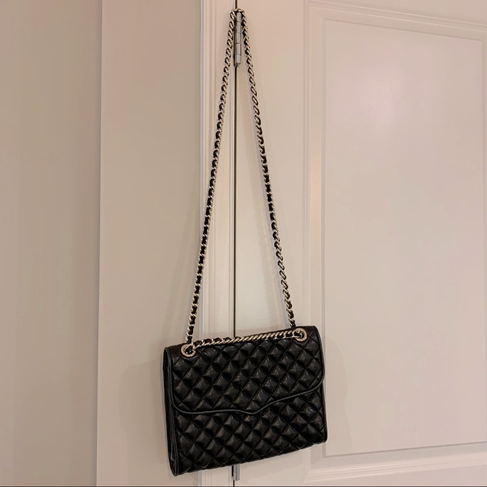 Black Vegan Leather Quilted Rebecca Minkoff Shoulder Bag